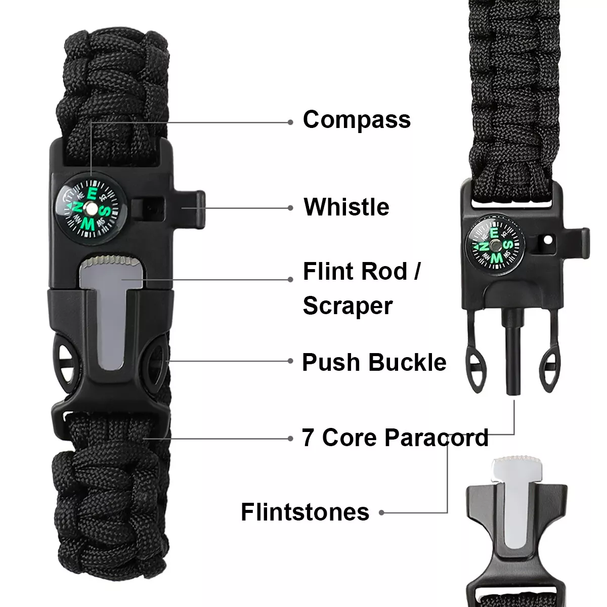 WildFibre Survival Paracord Bracelet – 5 Tools in One